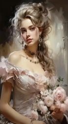 Pictură cu diamante fată cu trandafiri 30 × 40 cm