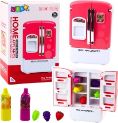 Frigider jucărie pentru copii Roz cu fructe și sucuri