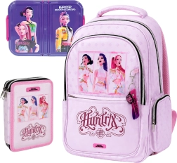 Set școlar avantajos KPop Demon Hunters Huntrix – rucsac, penar echipat și cutie pentru gustare