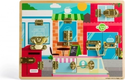 Bigjigs Toys placă motrică din lemn cu zăvoare și încuietori