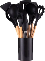 Set de ustensile de bucătărie 12 piese – negru, mini