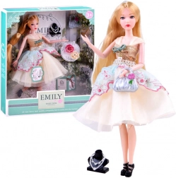 Păpușa Emily în rochie de cocktail cu poșetă