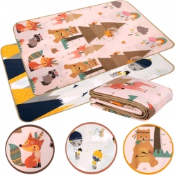 Covoraș educațional din spumă EPE, dublu-față, 150 × 180 cm, munți și animăluțe