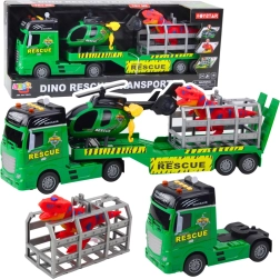 Set de salvare cu camion, elicopter și dinozaur