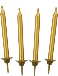 Lumânări aniversare aurii 5 cm GODAN (10 buc) cu suporturi
