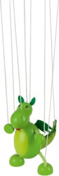 GOKI Păpușă marionetă dinozaur din lemn