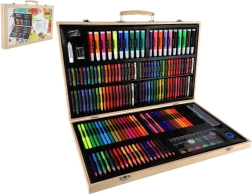 Set creativ de pictură 180 piese în servietă din lemn 47 × 30 × 4,5 cm