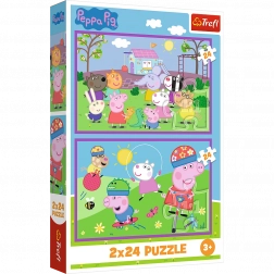 Puzzle 2x24 Peppa pe teren - Peppa Pig