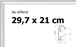 Ramă din aluminiu argintie A4 29,7x21 cm