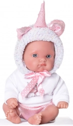 păpușă realistă bebeluș unicorn alb 21 cm