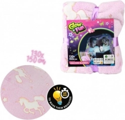 Pătură plușată luminoasă cu unicorni 130 × 150 cm roz