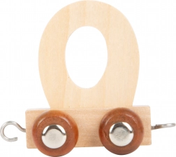 Vagon din lemn cu litera O pentru trasee de tren small foot