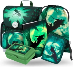 Set școlar Drak Baagl: Ghiozdan, Penar, Săculeț, Dosar și Cutie pentru gustare