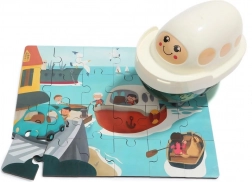 Top Bright puzzle din lemn cu jucărie barcă, 24 piese
