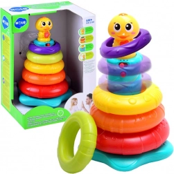 Piramidă interactivă de stivuire cu rățușcă, cu sunete și lumină