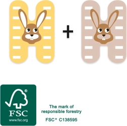 Literă din lemn H cu iepure