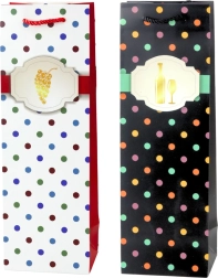 Pungă cadou pentru vin cu buline 35 × 12 × 9 cm