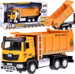 Basculantă pentru copii cu lumină și sunet, caroserie metalică, pull-back