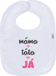 Baveta pentru copii NEW BABY mama + tata = eu – roz