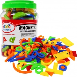 Set de litere, cifre și forme magnetice colorate, 128 buc