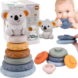 Piramidă educativă și jucărie de dentiție Koala 2 în 1 Woopie Baby