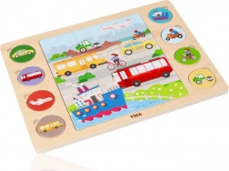 Puzzle din lemn după siluetă – mijloace de transport 17 piese VIGA