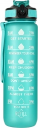 Sticlă de apă Tritan 1 l cu pai și marcaje motivaționale – Verde