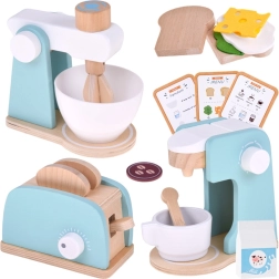 Jokomisiada set din lemn pentru bucătărie de jucărie – toaster, cafetieră și mixer cu accesorii