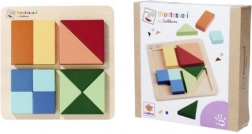 Puzzle pătrat din lemn Montessori – joc geometric cu 4 pătrate