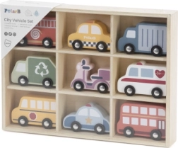 Viga set din lemn cu vehicule urbane - 9 buc.