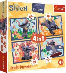 puzzle 4în1 vacanță în hawaii - disney stitch trefl