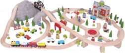 Bigjigs Rail Set de cale ferată din lemn traseu montan 112 piese