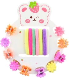 Set de păr pentru micile cochete – elastice și cleștișori în formă de floricele