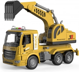 Excavator de construcții cu mecanism cu inerție, efecte luminoase și sonore, 28 cm