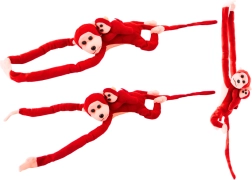 Maimuțică de pluș cu pui roșu 90 cm