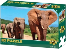 Puzzle 3D – elefanți, 100 piese