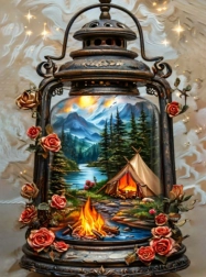 Pictură cu diamante Felinar magic 30 × 40 cm