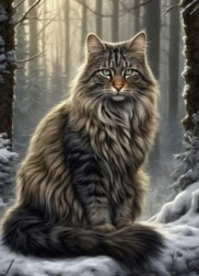 Pictură cu diamante Pisica în Pădure 30x40cm