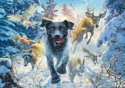 Puzzle Labrador în zăpadă 1000 de piese