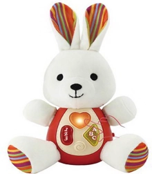 Iepuraș de pluș interactiv pentru cei mici, cu efecte, 22 cm