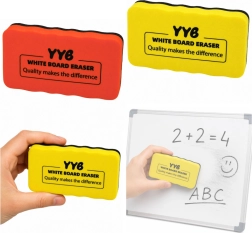Burete magnetic pentru tablă cu ștergere uscată din spumă și fetru galben 10,5 cm - 1 bucată