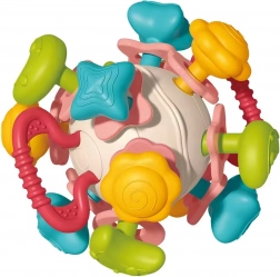 Minge senzorială moale cu clopoței 4în1 WOOPIE – jucărie senzorială și inel de dentiție pentru bebeluși