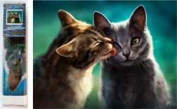 Pictură cu diamante dragostea pisicii 30x40cm