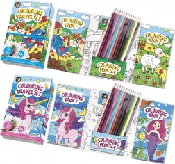 Carte de colorat cu 12 creioane în husă practică