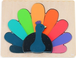 Puzzle de insertie din lemn Păun de la Vilac