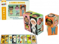 Cuburi puzzle din lemn colorate cu personaje