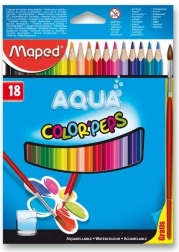 Creioane triunghiulare Maped Aqua Color'Peps 18 buc cu pensulă