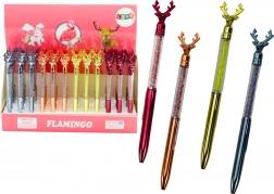 Pix cu bilă cu cerb și cristale, cerneală albastră sau neagră, vârf 0,7 mm