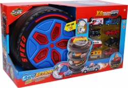Stație de curse portabilă cu efecte și 8 mașini