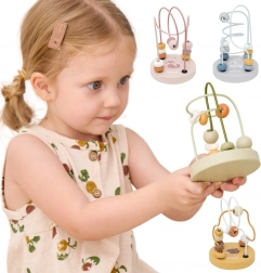 labirint cu mărgele din lemn POLARB pentru dezvoltarea motricității fine